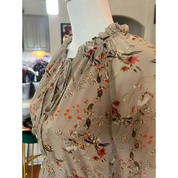 ALLEGRA K ruffled floral layered tiered chiffon smocked waist dress size xs - Picture 10 of 12